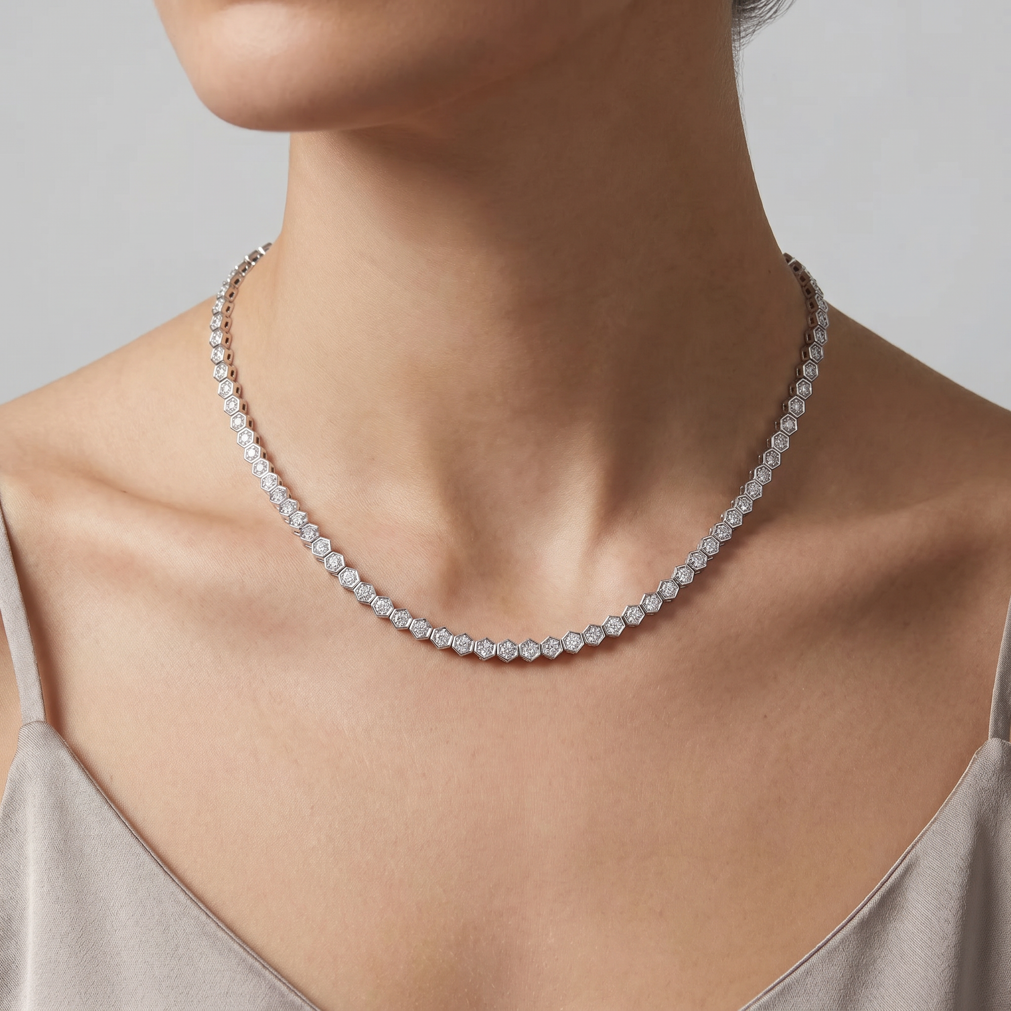 Hexagon Tennis Necklace