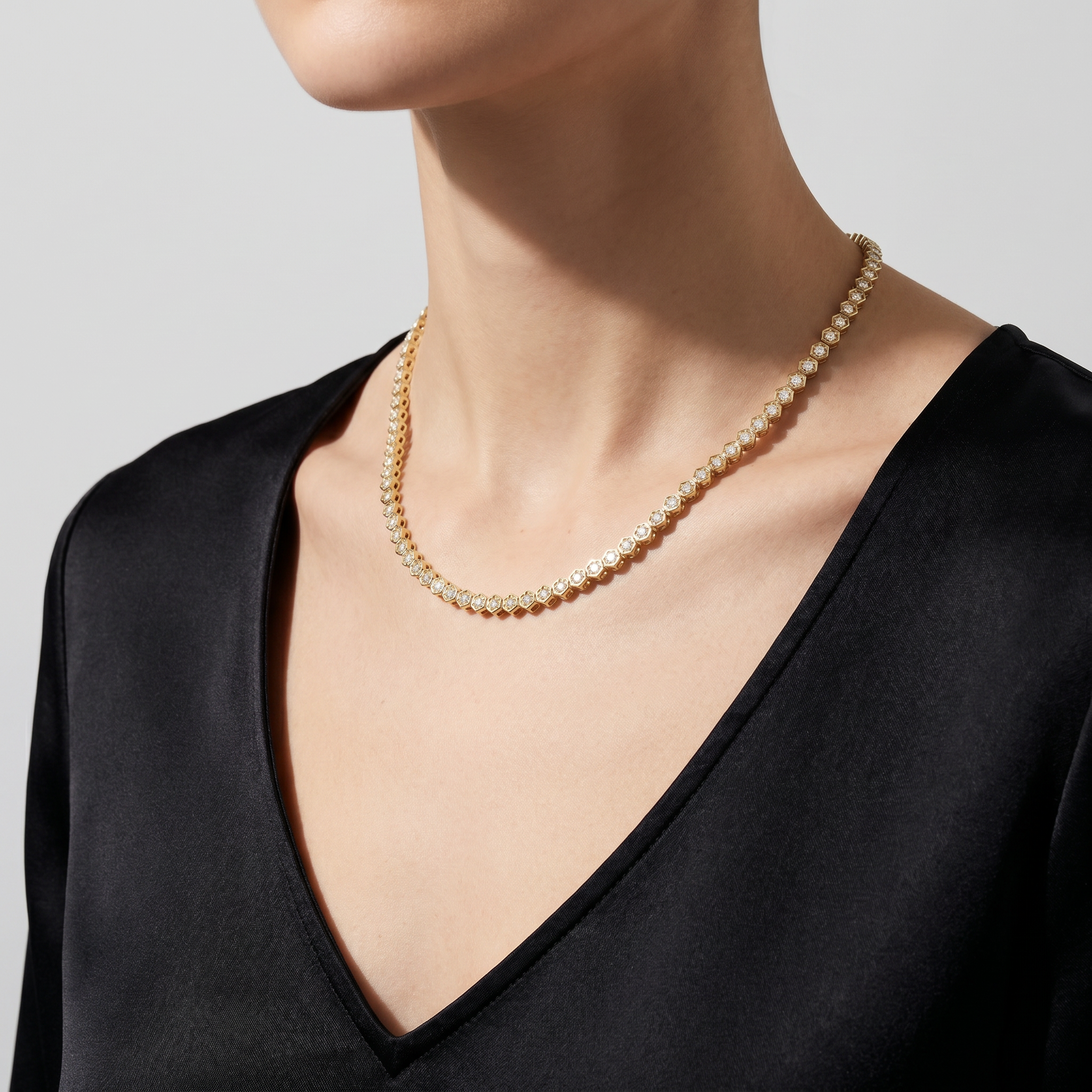 Hexagon Tennis Necklace