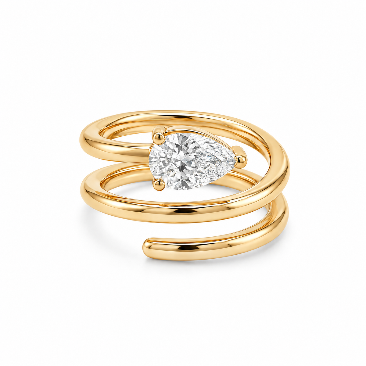 Open Pear-Cut Wrap Ring
