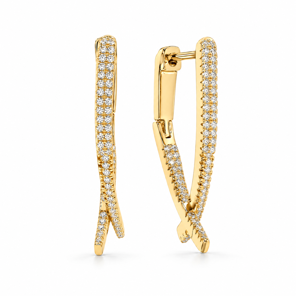 Pavé Tail Huggie Hoops