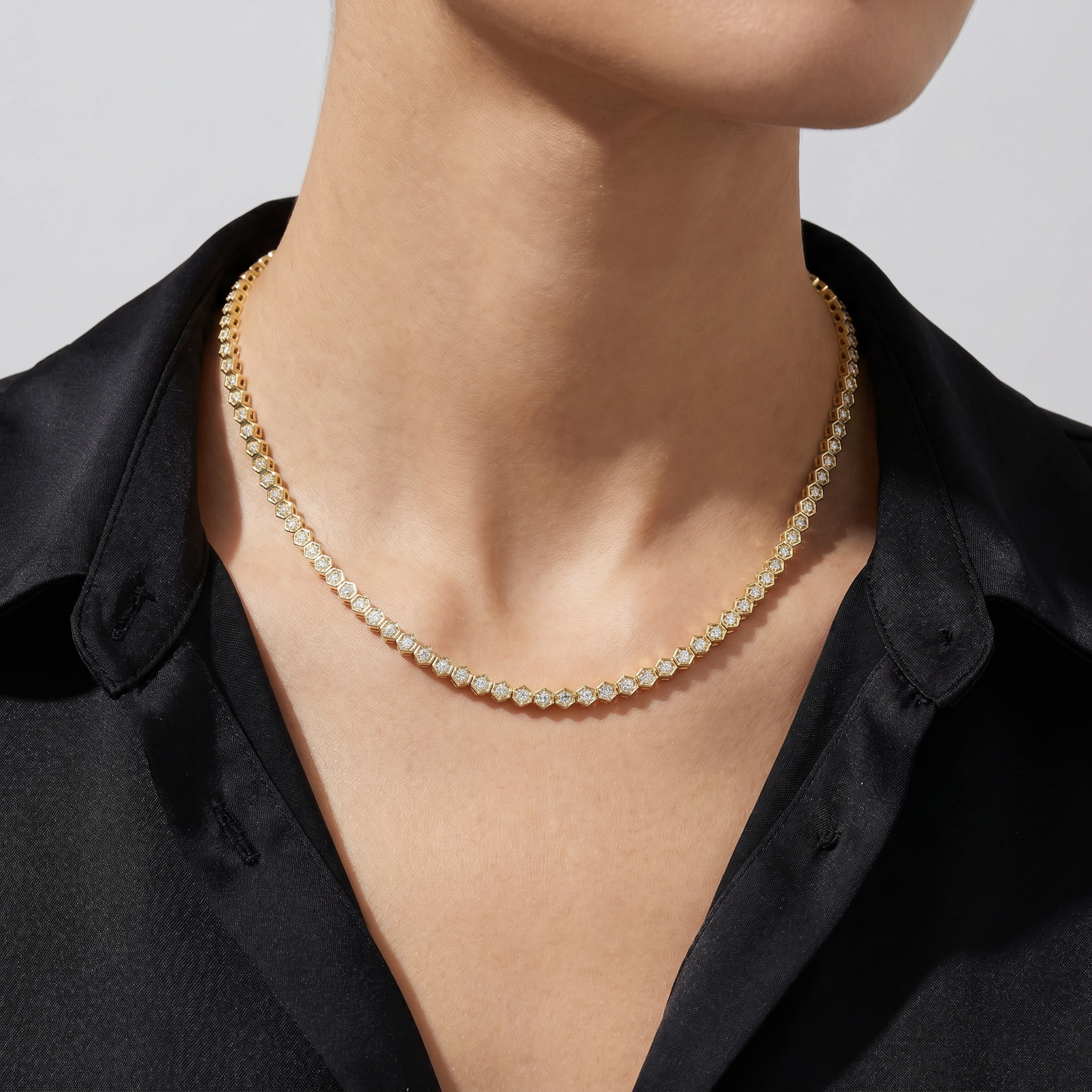 Hexagon Tennis Necklace