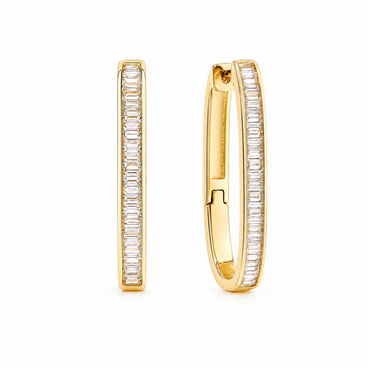 Baguette-Cut Pavé Hoops