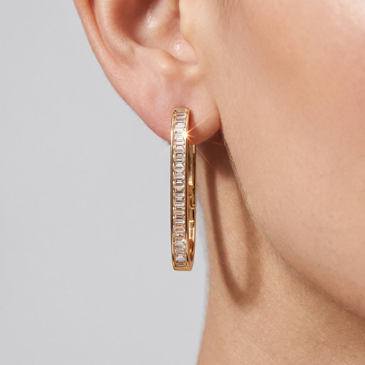 Baguette-Cut Pavé Hoops