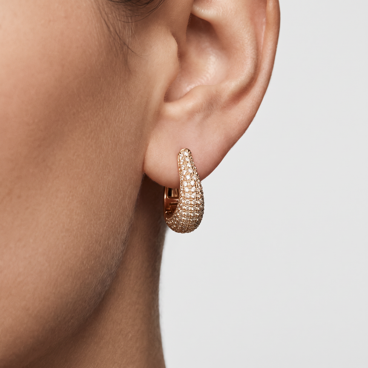 Sculpted Pavé Wave Hoops