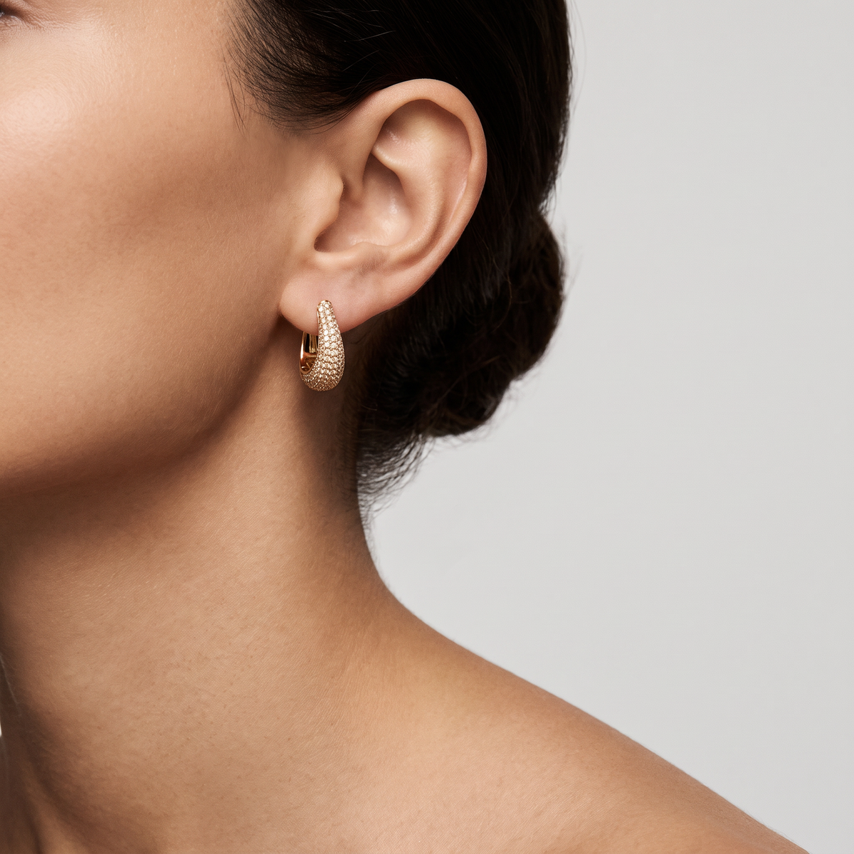 Sculpted Pavé Wave Hoops