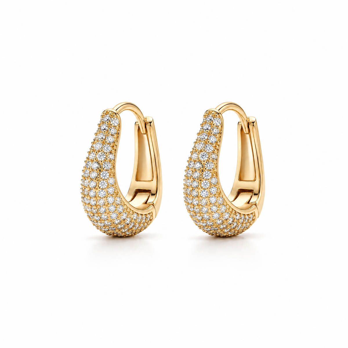Sculpted Pavé Wave Hoops