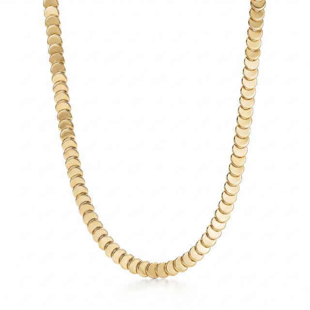 Luna Disc Link Necklace with overlapping polished gold-plated discs.