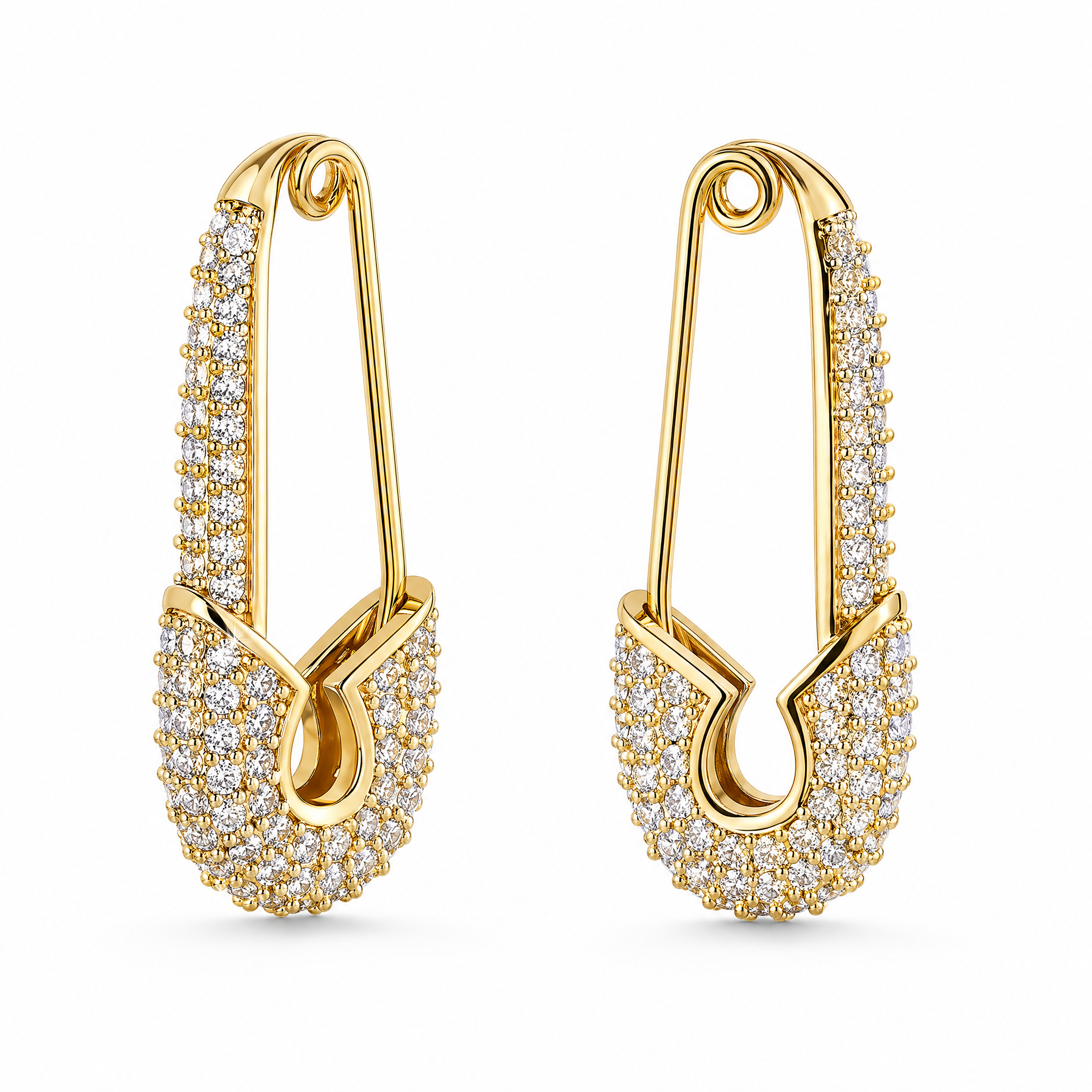 Pavé Safety Pin Earrings