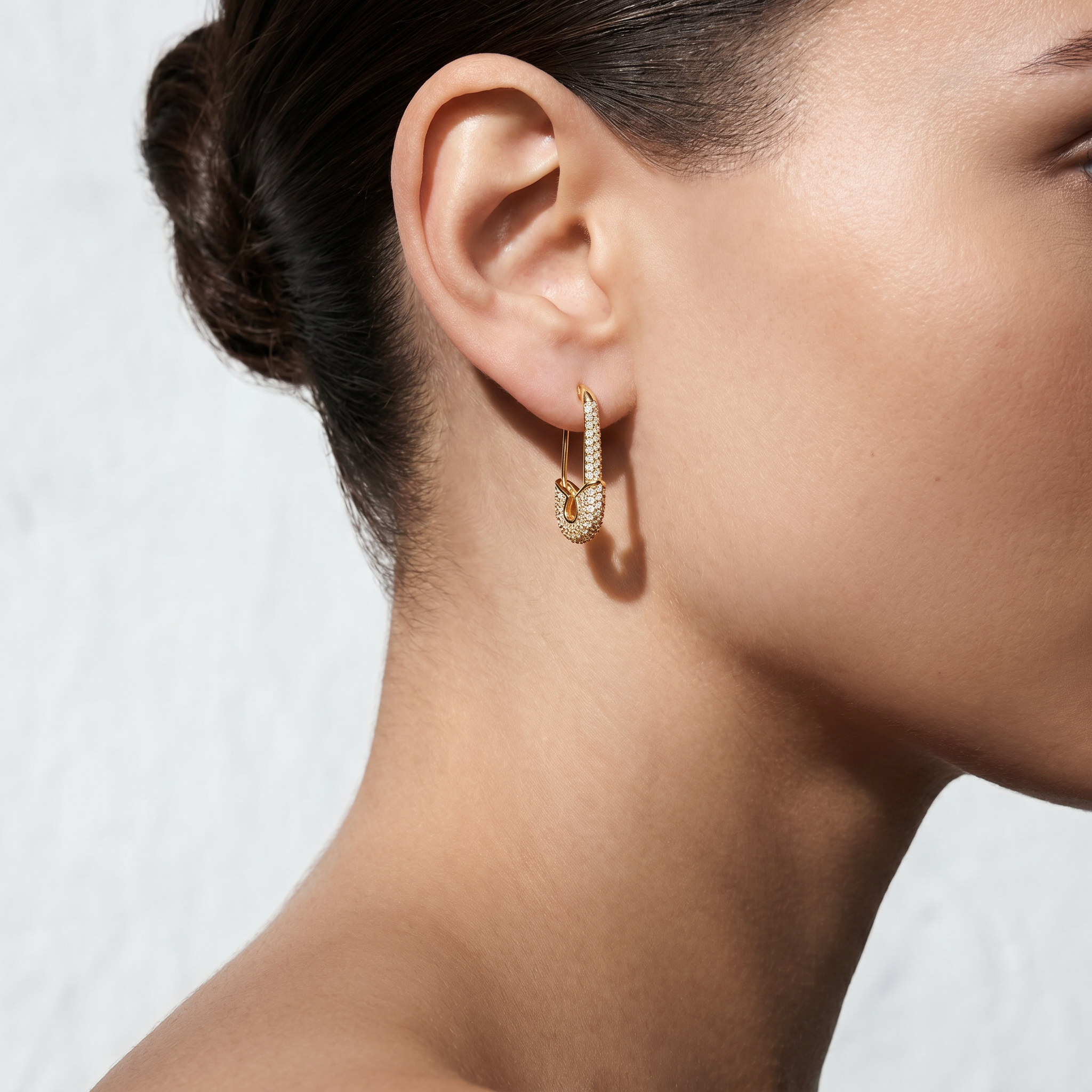 Pavé Safety Pin Earrings
