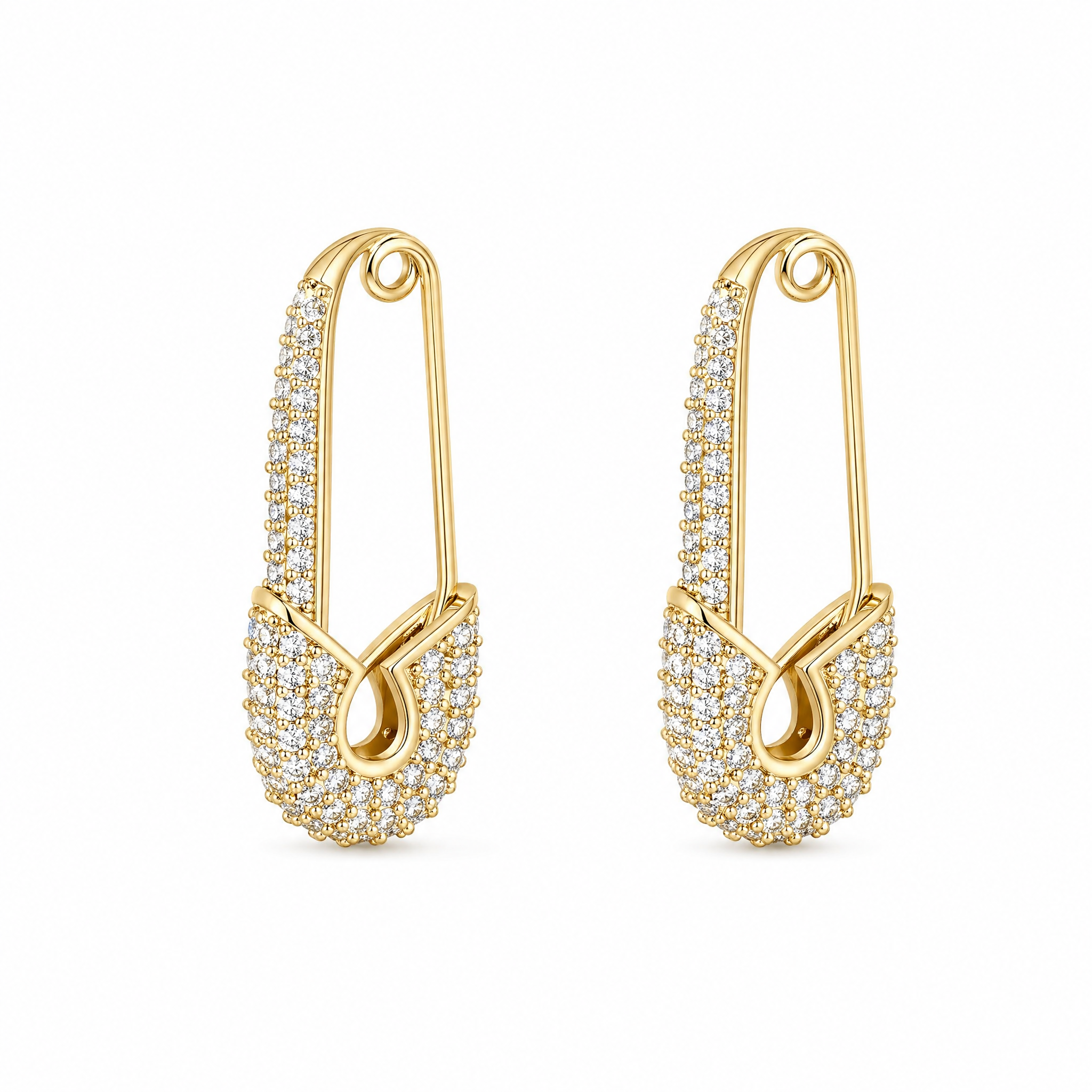 Pavé Safety Pin Earrings