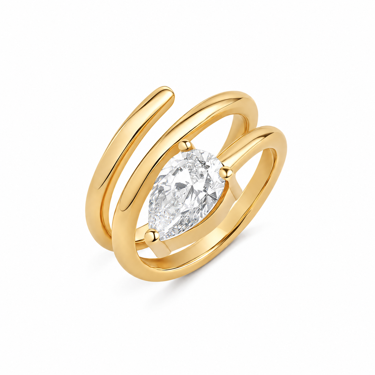 Open Pear-Cut Wrap Ring
