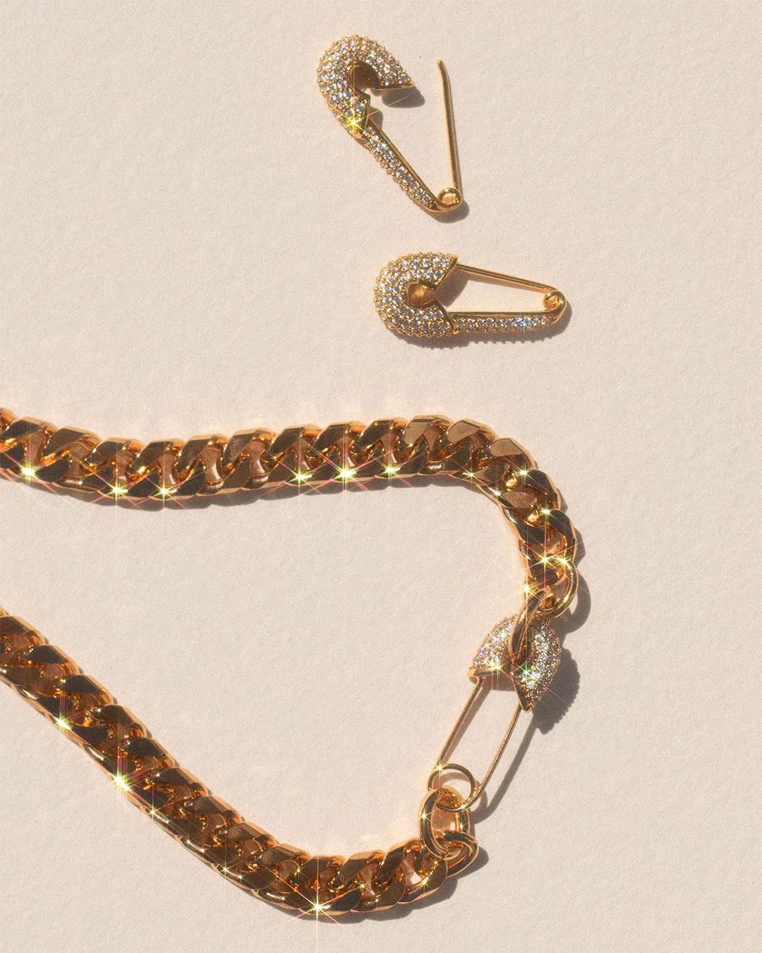 Pavé Safety Pin Earrings
