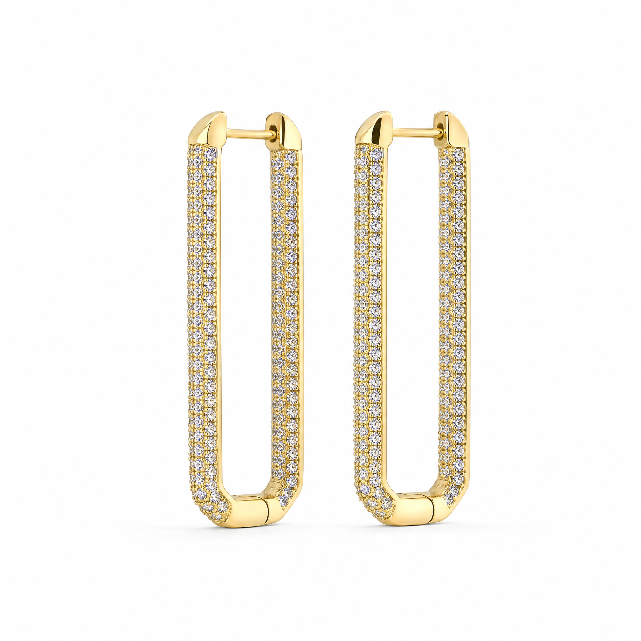 Rectangular Pavé Hoops