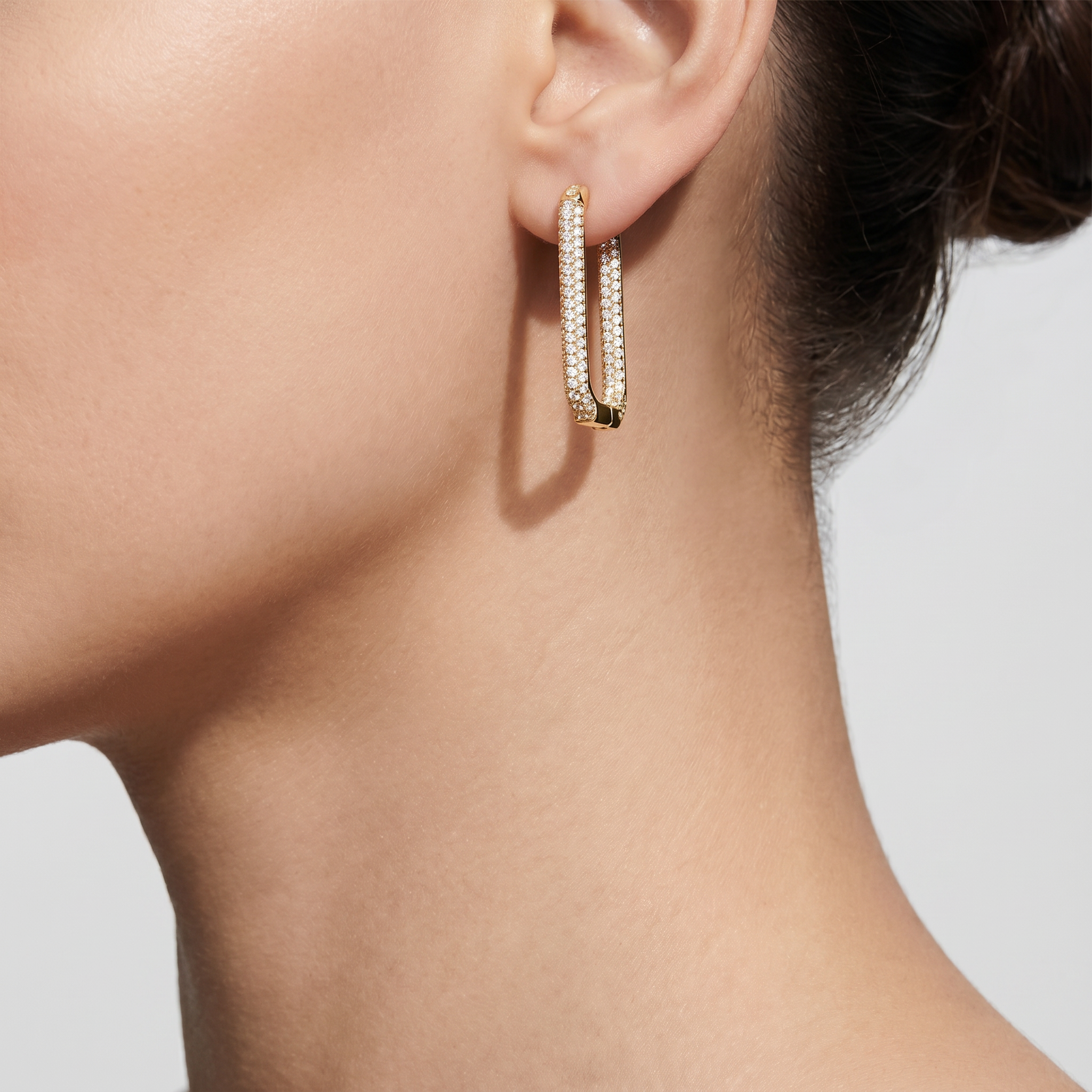 Rectangular Pavé Hoops