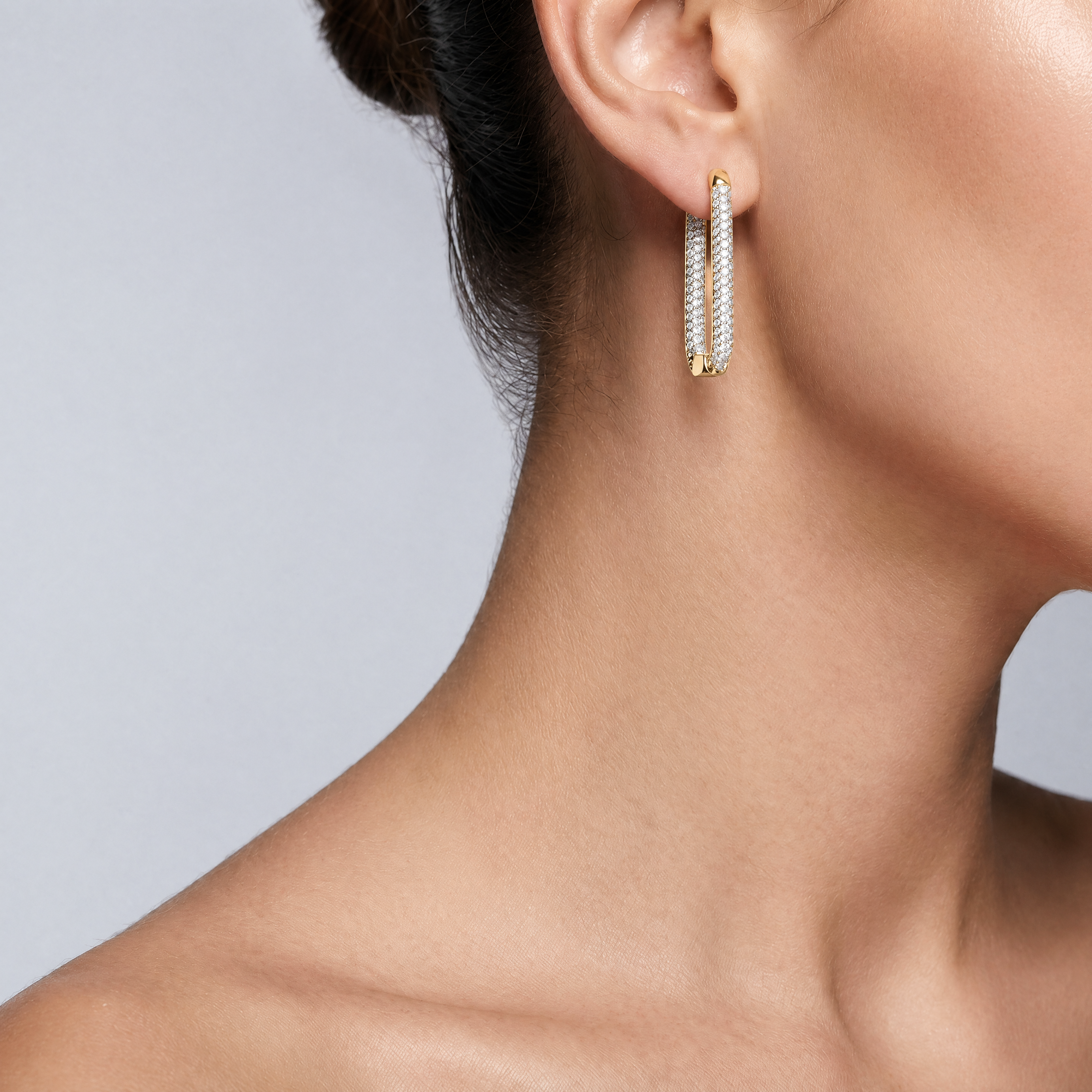 Rectangular Pavé Hoops