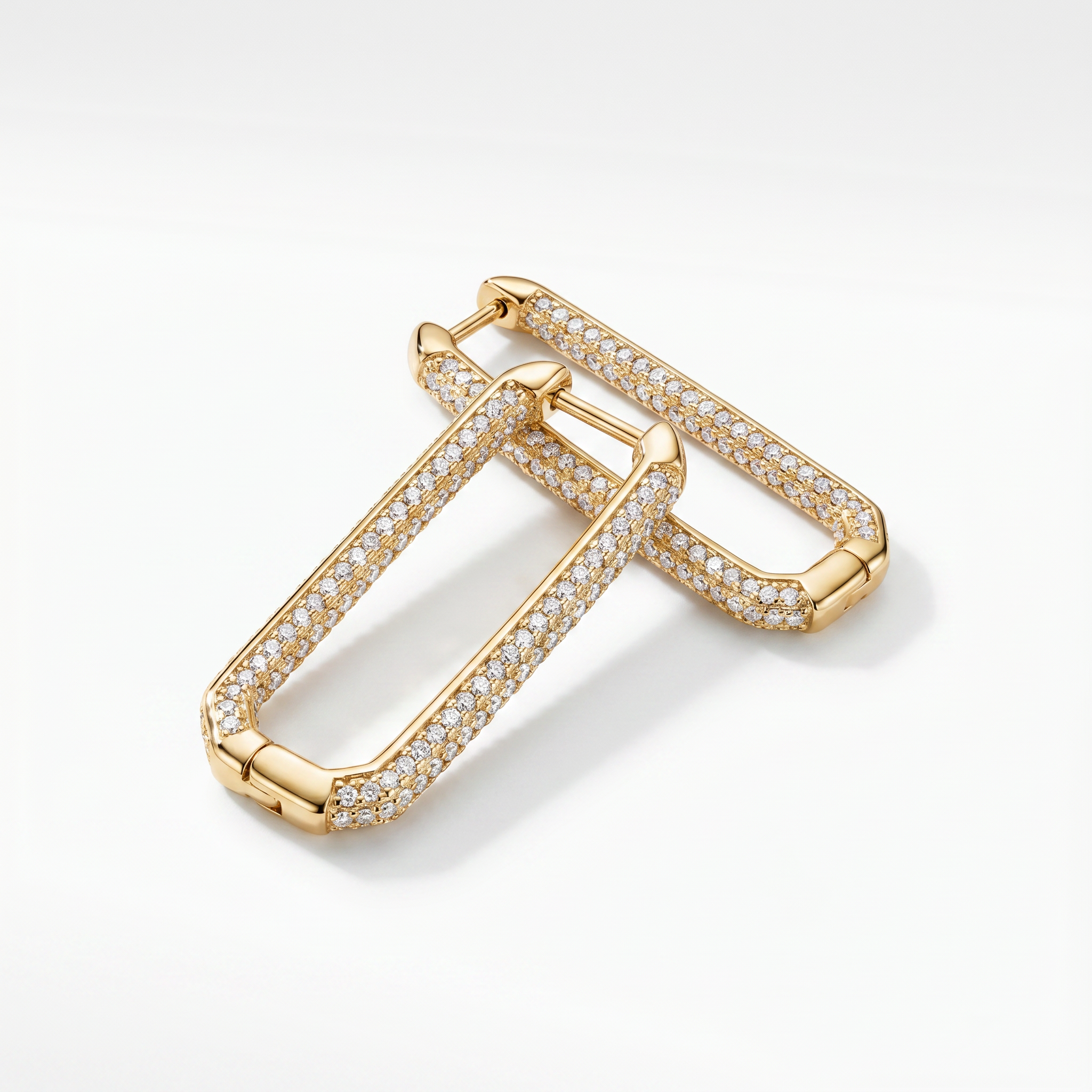 Rectangular Pavé Hoops