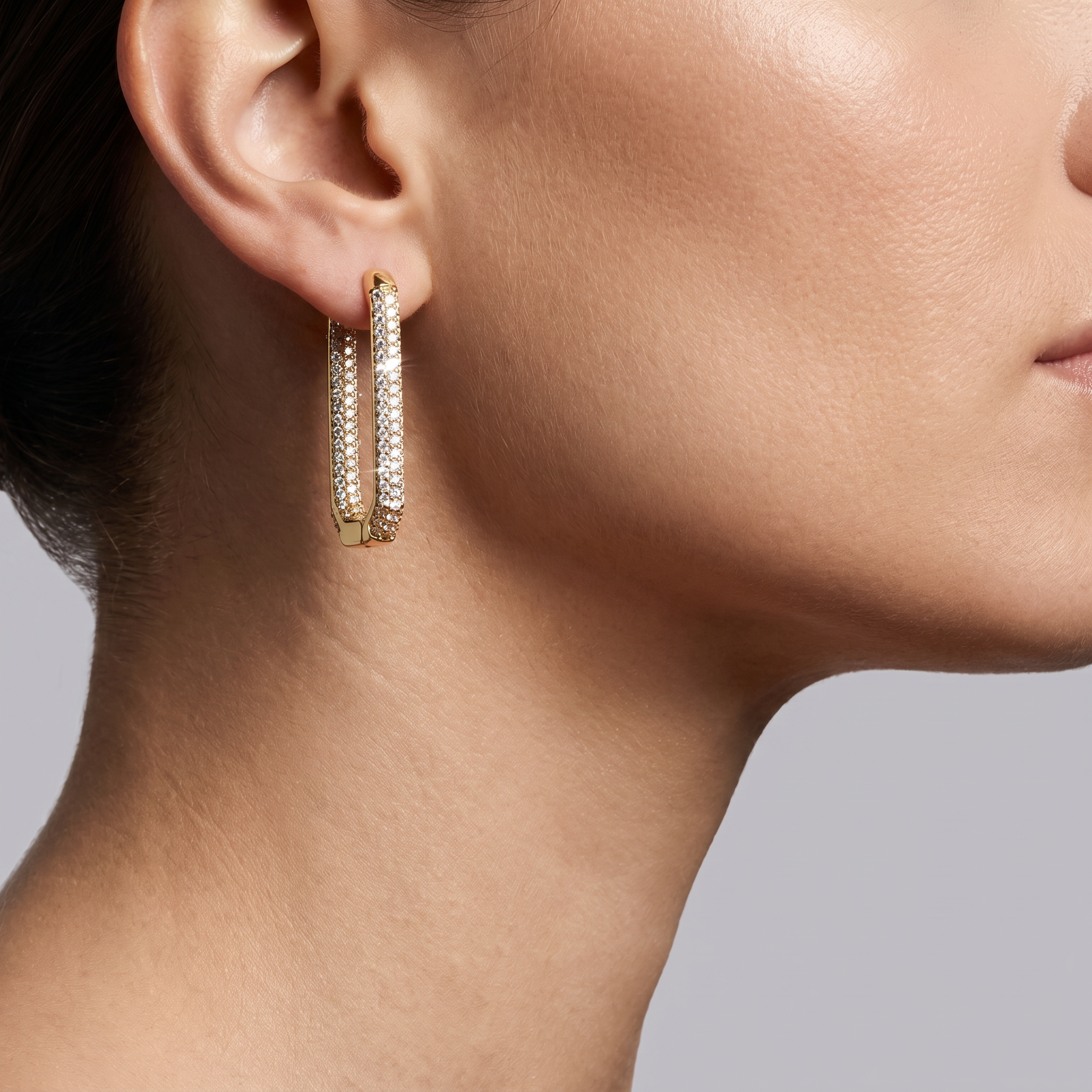 Rectangular Pavé Hoops