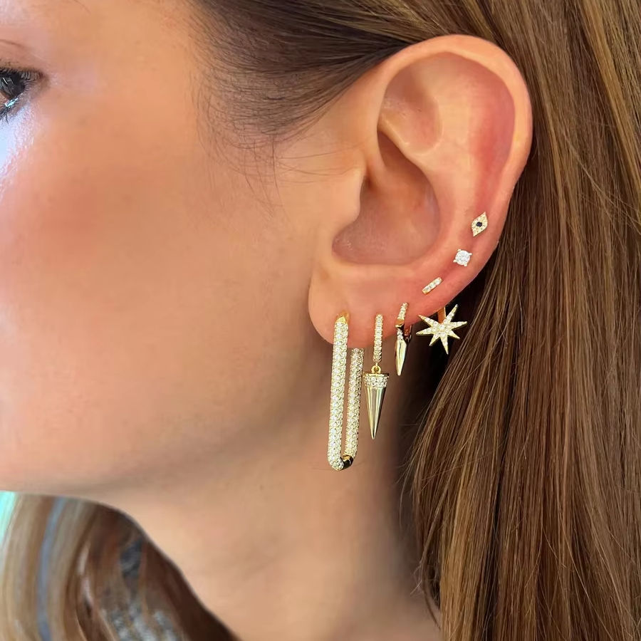Rectangular Pavé Hoops